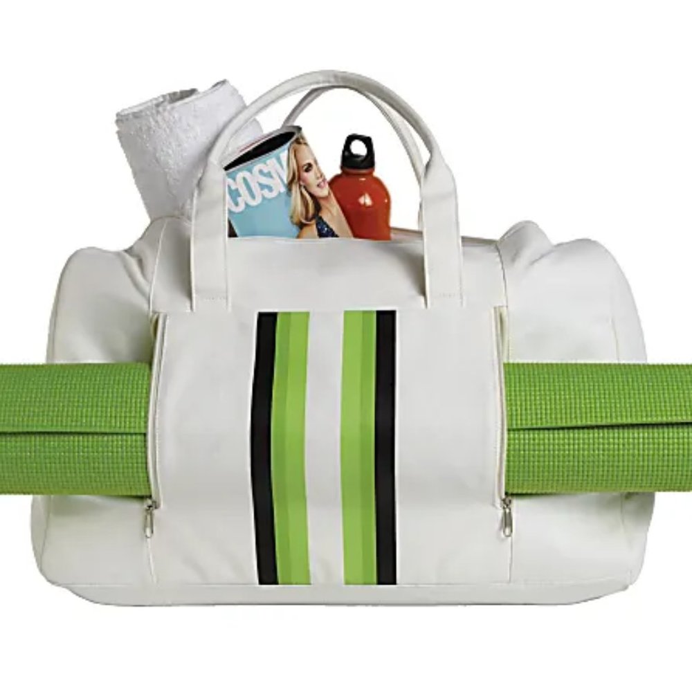 Orbit Gym Bag With Yoga Mat, 20"H x 7"W x 13"D, Cream/Green